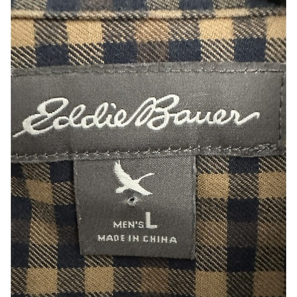 Eddie Bauer Mens L Relaxed Fit Long Sleeve Plaid Button Down Flannel Shirt EUC - Picture 4 of 6